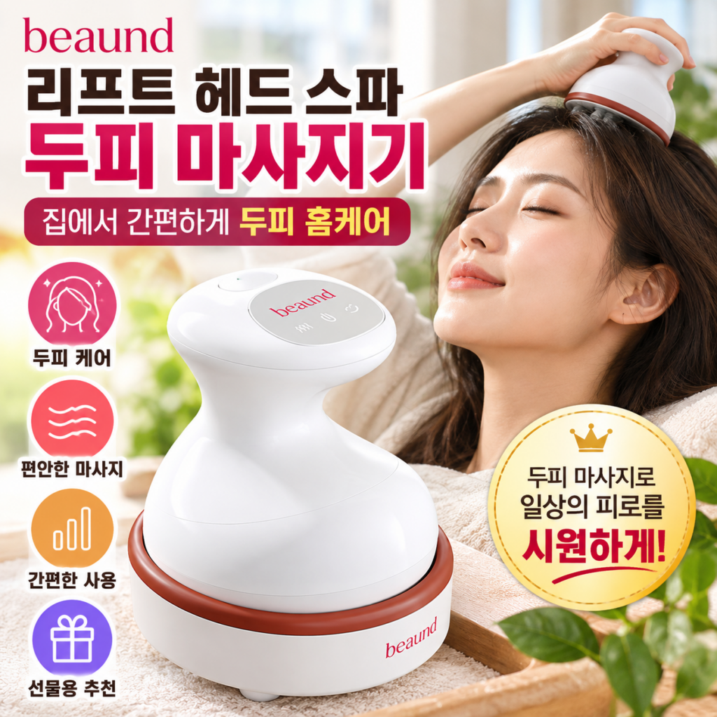 뷰앤디 리프트 헤드 스파 두피 마사지기, 집에서 간편하게 즐기는 두피 홈케어 제품 이미지