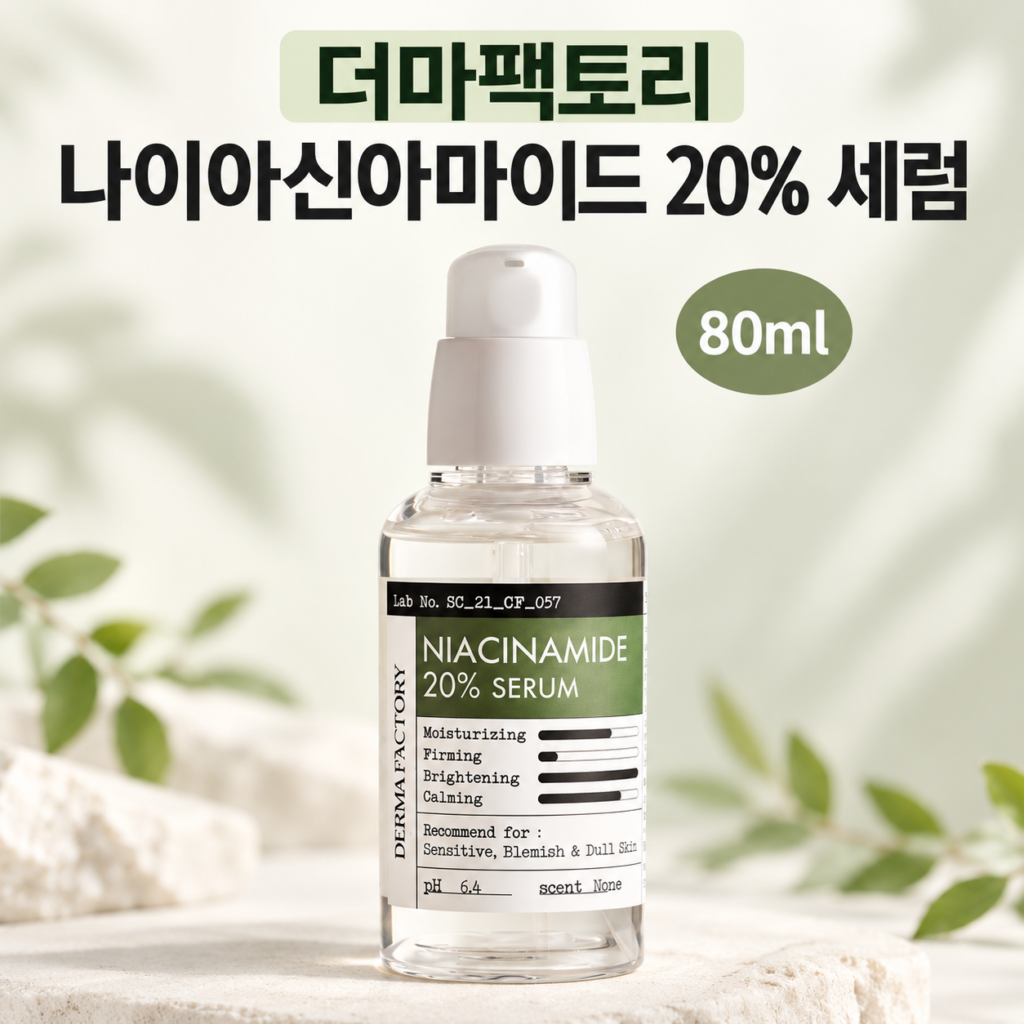 더마팩토리 나이아신아마이드 20% 세럼 80ml, 성분과 용량으로 살펴보는 스킨케어 제품 이미지