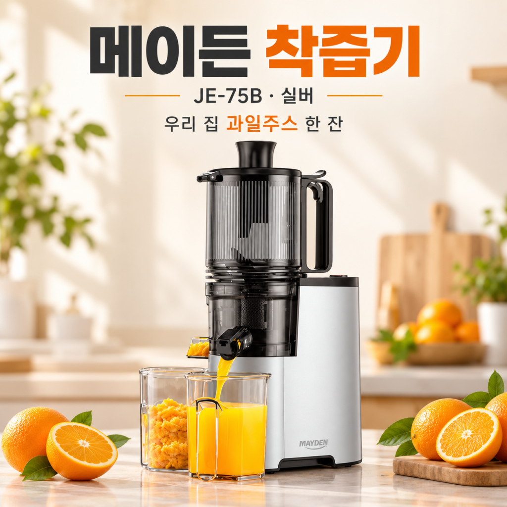 메이든 착즙기 JE-75B 실버, 집에서 즐기는 과일주스 한 잔 제품 이미지